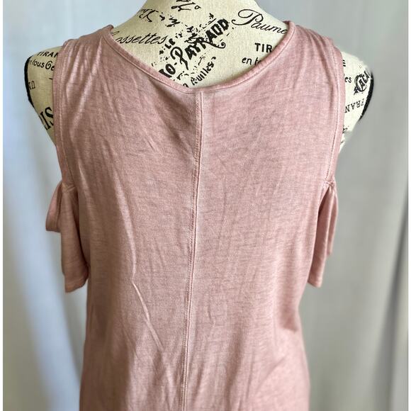 XCVI Dusty Rose Cold Shoulder V-Neck Relaxed Fit Tunic Small - Picture 7 of 11